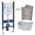 GEBERIT - Pack Bati-support Geberit 112cm + Cuvette Swiss Aqua Technologies sans bride + Plaque blanche + Set habillage (SATrimlessGeb3-sa - vignette