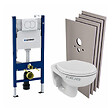 GEBERIT - Pack WC Bati-support Geberit Duofix + Cuvette suspendue sans bride Porcher + Abattant + Plaque de commande blanche + Set d'habil - vignette