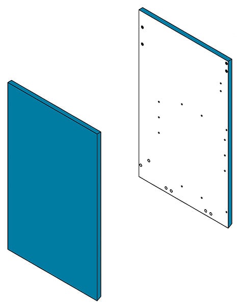 VIF - Set de 2 côtes en MDF - Bleu - l33,2xH70cm - large