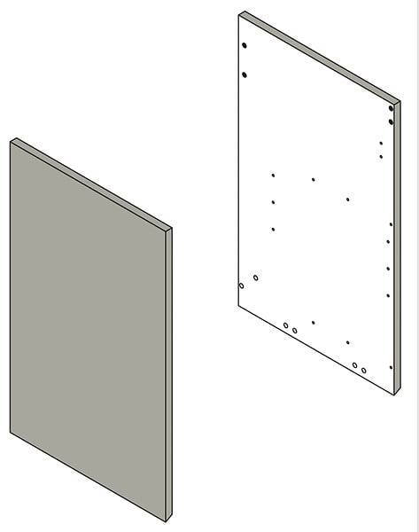VIF - Set 2 Cote en Mdf - Gris clair - 70x43.8x1,8cm - large