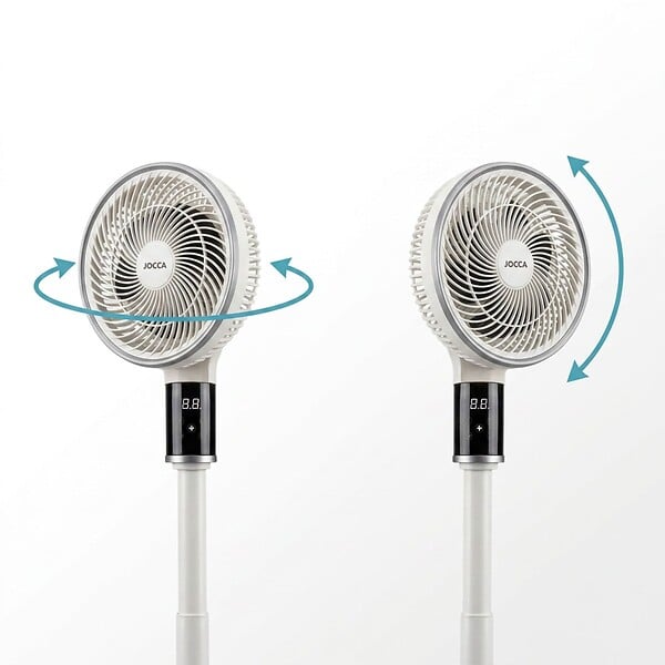 JOCCA - Ventilateur sur pied 30W Blanc 8 Vitesses Hauteur réglable 70-100cm Oscillation 3D 120° Minuterie 12h Écran Digital Jocca - large
