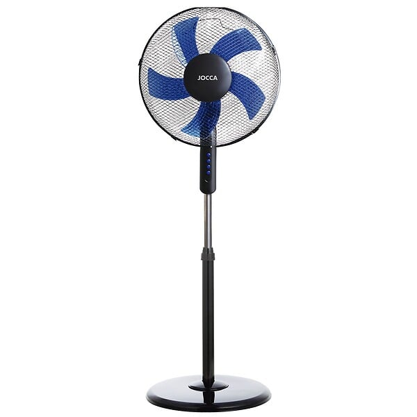 JOCCA - Ventilateur sur pied 45W H125cm Oscillation 90° 3 vitesses 5 pales Design Noir & Bleu Débit d'air puissant Fortes Chaleurs Jocca - large