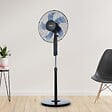 JOCCA - Ventilateur sur pied 45W H125cm Oscillation 90° 3 vitesses 5 pales Design Noir & Bleu Débit d'air puissant Fortes Chaleurs Jocca - vignette