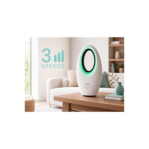 JOCCA - Ventilateur sans pales 65W Télécommande, Oscillation, Minuterie 12h, 3 Vitesses, Éclairage LED 4 Couleurs, Bruit réduit Jocca - large