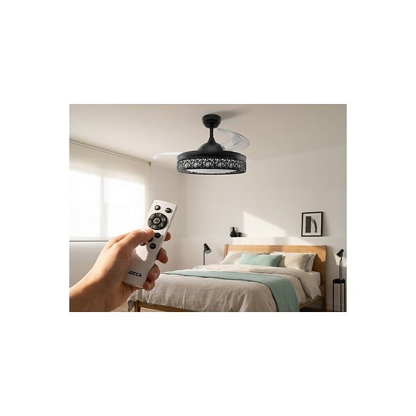 JOCCA - Ventilateur de plafond avec lumière LED 76W Ø107cm 3 Pales rétractables 6 vitesses Télécommande Minuterie Eté/Hiver Jocca - large