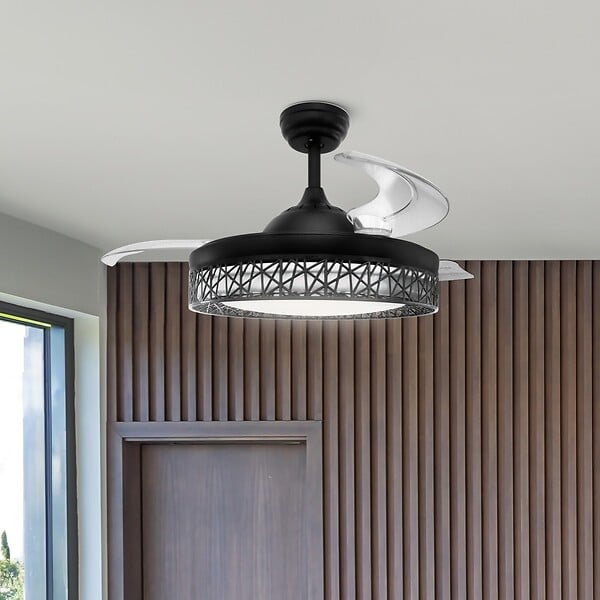 JOCCA - Ventilateur de plafond avec lumière LED 76W Ø107cm 3 Pales rétractables 6 vitesses Télécommande Minuterie Eté/Hiver Jocca - large