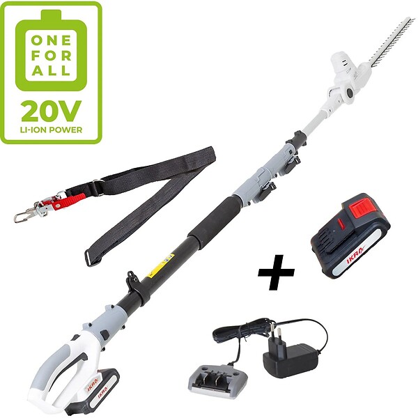 IKRA - Taille haie téléscopique 20V - Longueur de coupe 40 cm - Batterie lithium 2.0Ah Chargeur 20V IKRA - large