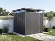 HABITAT ET JARDIN - Abri de jardin métal premium avec toit plat et porte battante "Lexinton" - 5,29 m² - Gris - vignette
