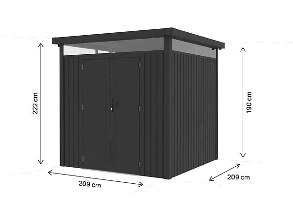 HABITAT ET JARDIN - Abri de jardin métal premium avec toit plat et porte battante "Lexinton" - 5,29 m² - Gris - large