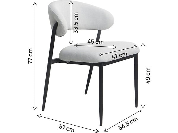 HABITAT ET JARDIN - Lot de 2 chaises de salle à manger en tissu et métal "Edena" - Gris clair - large