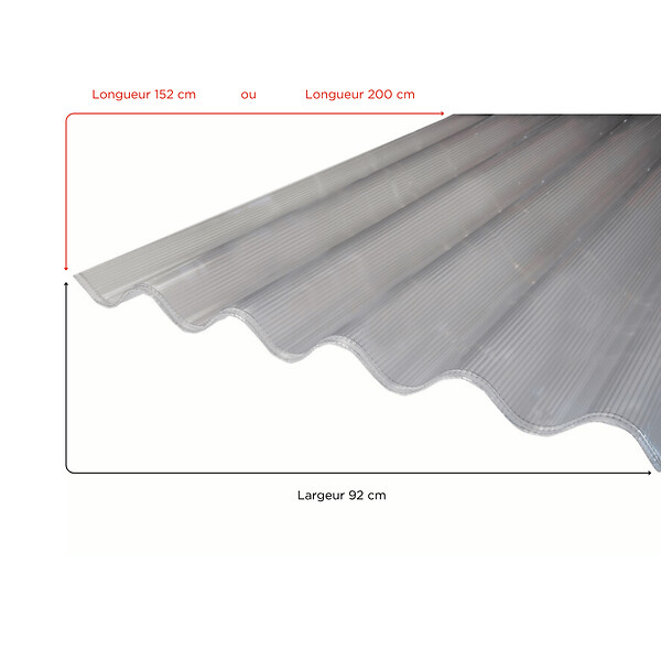 MCCOVER - Lot 5 plaques polycarbonate ondulées alvéolaires GO177/51 mm + 5 kits de fixation Translucide, l.92cm, L.152cm - large