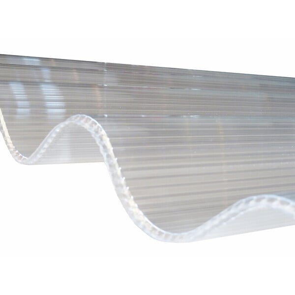 MCCOVER - Lot 2 plaques polycarbonate ondulées alvéolaire GO 177/51 mm + 3 kits de fixation Translucide, l.92cm, L.305 cm - large