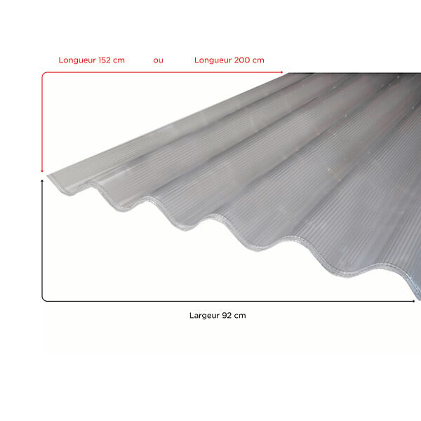 MCCOVER - Lot 2 plaques polycarbonate ondulées alvéolaire GO 177/51 mm + 2 kits de fixation Translucide, l.92cm, L.200 cm - large