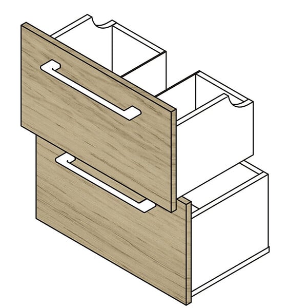 VIF - Set 2 tiroirs en PPSM - Bois clair - 45x35x1,8cm - large