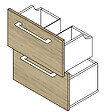 VIF - Set 2 tiroirs en PPSM - Bois clair - 45x35x1,8cm - vignette