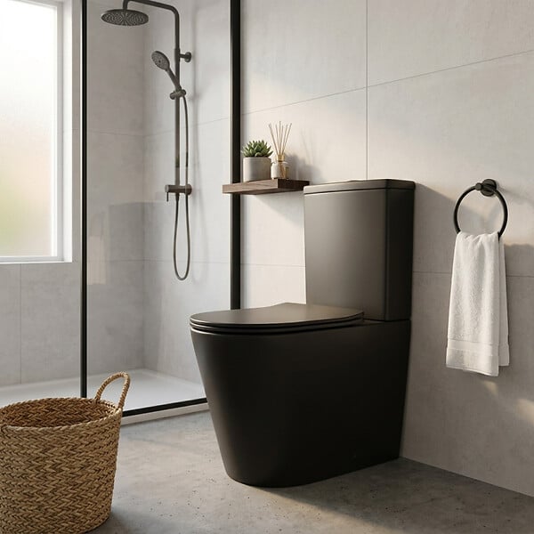 SWISS AQUA TECHNOLOGIES - Brevis WC à poser sans bride + abattant softclose, noir mat (SATBRE031RREXVPBKM) - large