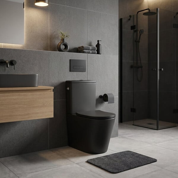 SWISS AQUA TECHNOLOGIES - Brevis WC à poser sans bride + abattant softclose, noir mat (SATBRE031RREXVPBKM) - large