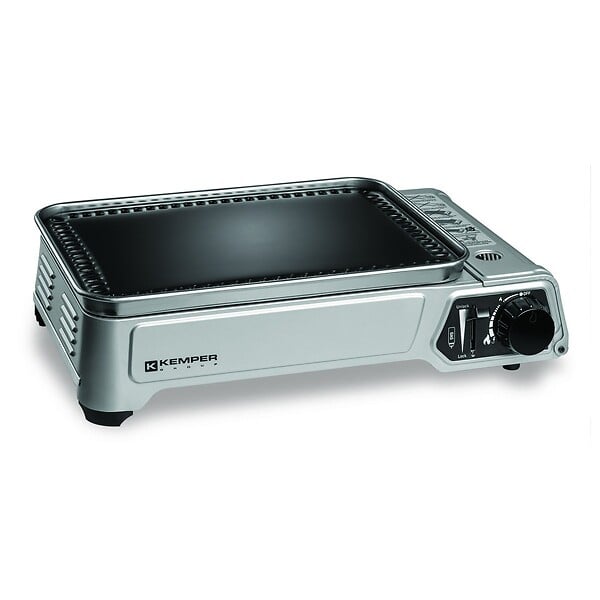 KEMPER - Plancha à gaz portable 2300W + 8 cartouches de gaz + Valise de transport Cuisson extérieure Camping Terrasse Barbecue KEMPER - large