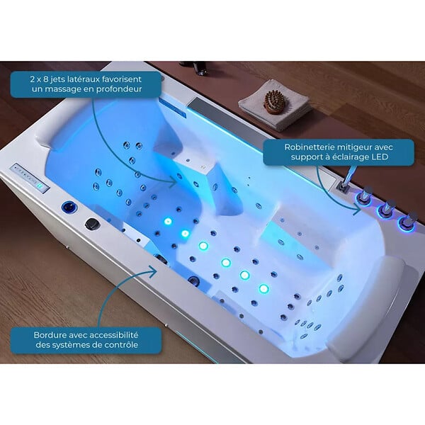 DISTRIBAIN - Baignoire balnéo Pacifica 70 jets - large