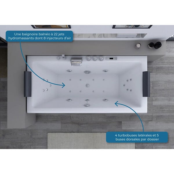 DISTRIBAIN - Baignoire balnéo Marbella 22 jets Whirlpool - large