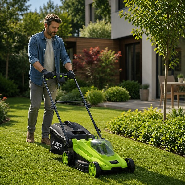 VITO - Tondeuse à gazon 20V + 2 Batteries lithium 3.0Ah + Chargeur double Gazon 300m2 - Bac 30L VITO - large