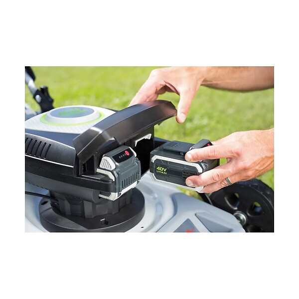 IKRA - Tondeuse à gazon 600m2- 2 Batteries Lithium 40V - 2,5Ah + Chargeur, Hauteur 25 à 75cm Mulching Bac 50L 600 m² IKRA - large