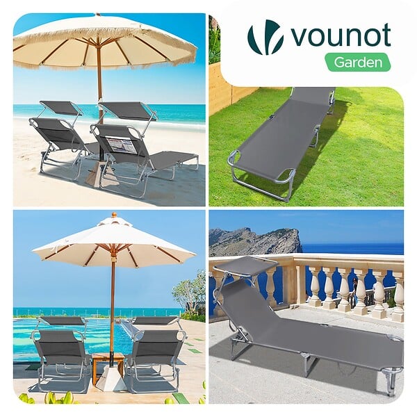 VOUNOT - Transat pare soleil Lot de 2 pcs Gris - large