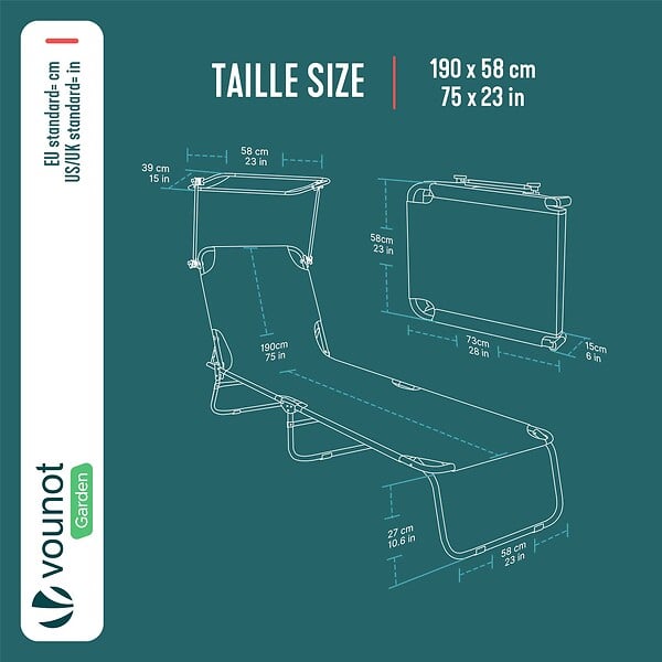 VOUNOT - Transat pare soleil Lot de 2 pcs Bleu - large