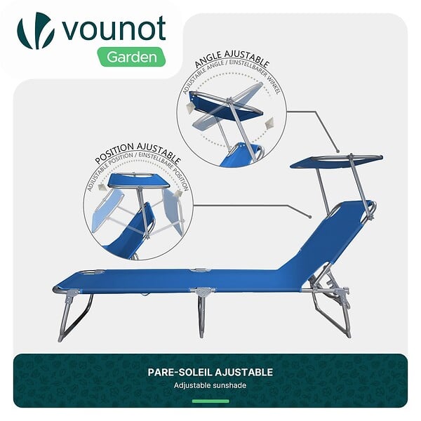VOUNOT - Transat pare soleil Lot de 2 pcs Bleu - large