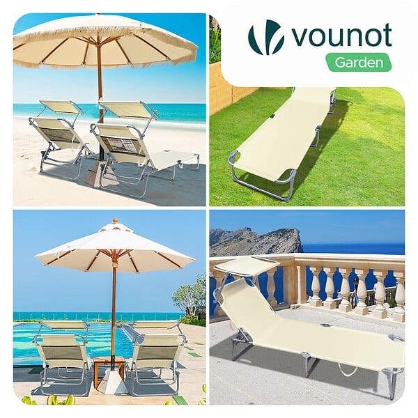 VOUNOT - Transat pare soleil Lot de 2 pcs Beige - large