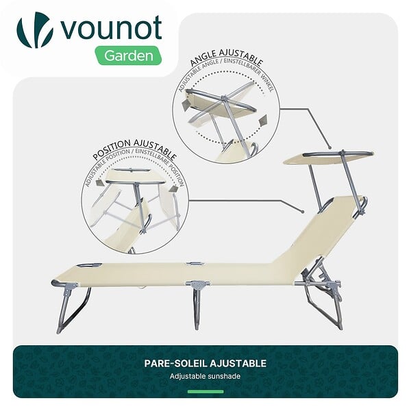 VOUNOT - Transat pare soleil Lot de 2 pcs Beige - large