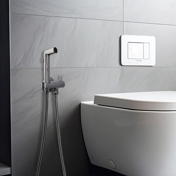 OLFA - Douchette WC Cox ronde + Support + Flexible inox brossé - large
