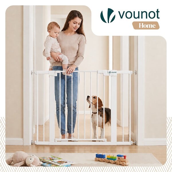 VOUNOT - Barriere de securite a pression sans percage Largeur 103-110cm Metal blanc - large