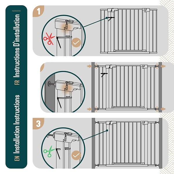 VOUNOT - Barriere de securite a pression sans percage Largeur 103-110cm Metal blanc - large