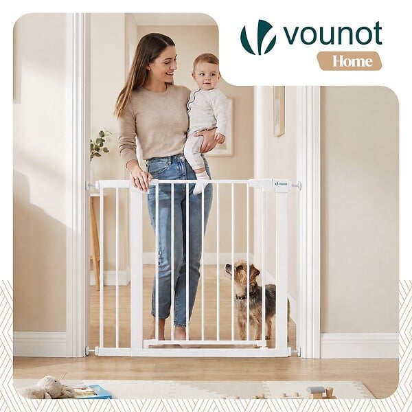 VOUNOT - Barriere de securite a pression sans percage Largeur 89-96cm Metal blanc - large