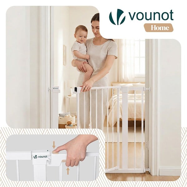 VOUNOT - Barriere de securite a pression sans percage Largeur 89-96cm Metal blanc - large