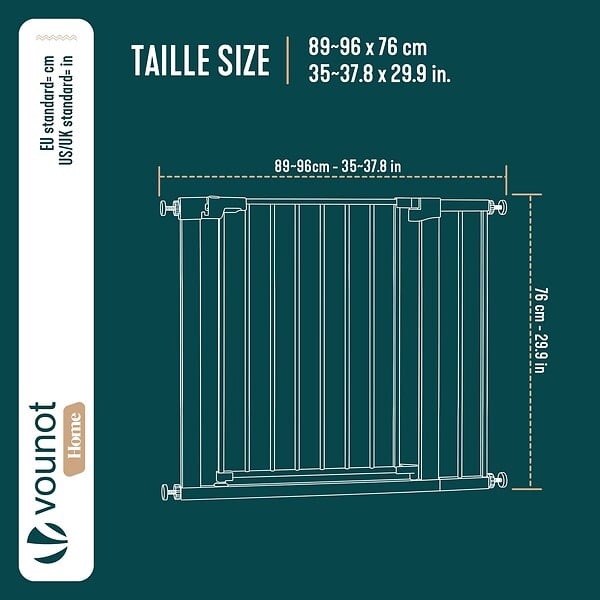 VOUNOT - Barriere de securite a pression sans percage Largeur 89-96cm Metal noir - large