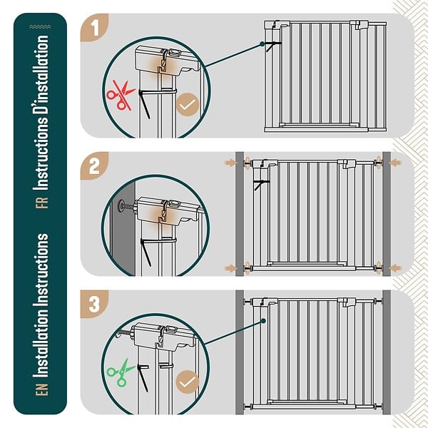 VOUNOT - Barriere de securite a pression sans percage Largeur 89-96cm Metal noir - large
