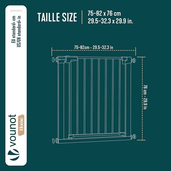 VOUNOT - Barriere de securite a pression sans percage Largeur 75-82cm Metal noir - large