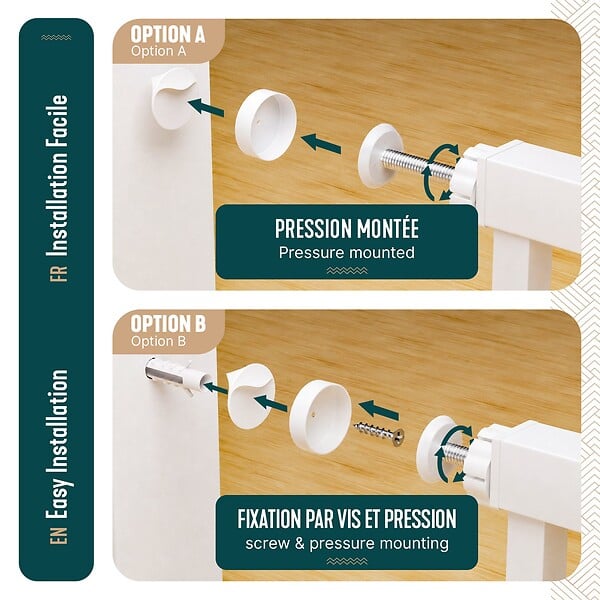 VOUNOT - Barriere de securite a pression sans percage Largeur 75-82cm Metal blanc - large