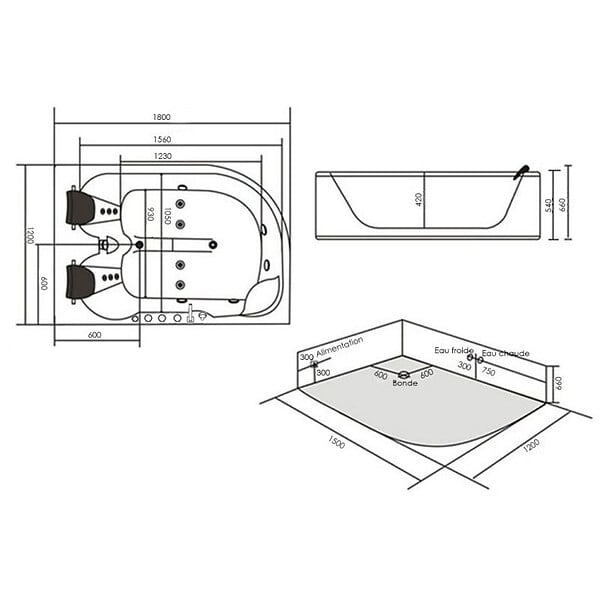 DISTRIBAIN - Baignoire balnéo G-Mauna-Loa 30 jets Whirlpool - large