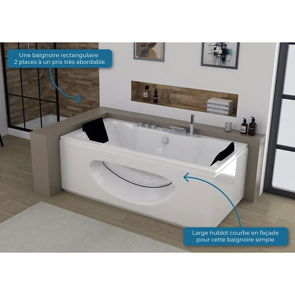 DISTRIBAIN - Baignoire balnéo Caïman-S 28 jets Whirlpool - large