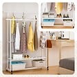 VOUNOT - Portant a Vetements double avec roulettes et 2 etageres de rangement 121x40x147cm metal Blanc - vignette