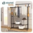 VOUNOT - Portant a Vetements double avec roulettes et 2 etageres de rangement 121x40x147cm metal Noir - vignette
