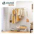 VOUNOT - Portant a Vetements avec etagere Chaussures 8 Crochets Lateraux 110x41x147cm metal Blanc - vignette