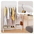 VOUNOT - Portant a Vetements avec etagere Chaussures 8 Crochets Lateraux 110x41x147cm metal Blanc - vignette