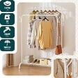 VOUNOT - Portant a Vetements avec etagere Chaussures 8 Crochets Lateraux 110x41x147cm metal Blanc - vignette