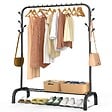 VOUNOT - Portant a Vetements avec etagere Chaussures 8 Crochets Lateraux 110x41x147cm metal Noir - vignette