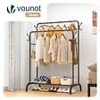 VOUNOT - Portant a Vetements Double avec etagere Chaussures 4 Crochets Lateraux 108x58x146cm metal Noir - vignette
