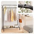 VOUNOT - Portant a Vetements Double avec etagere Chaussures 4 Crochets Lateraux 108x58x146cm metal Noir - vignette